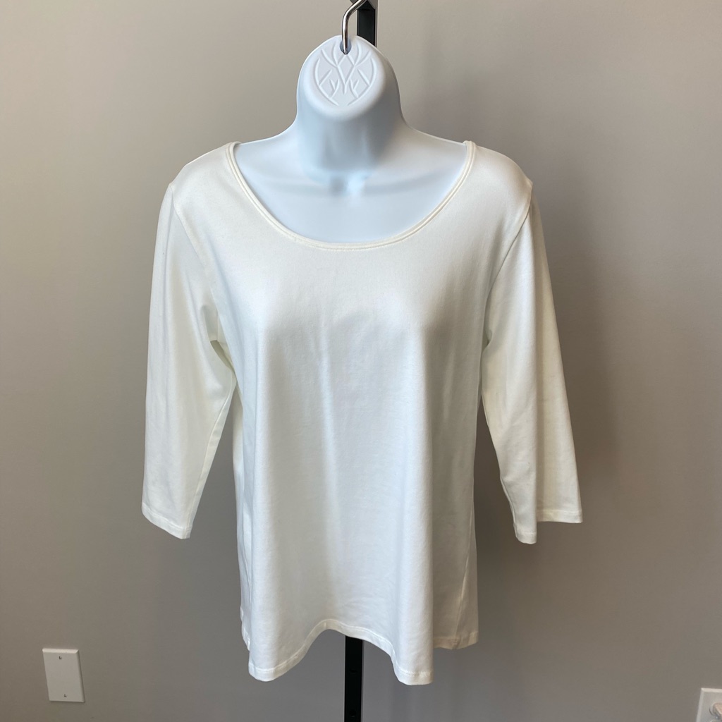 Eileen Fisher 3/4 Sleeve White Tee
